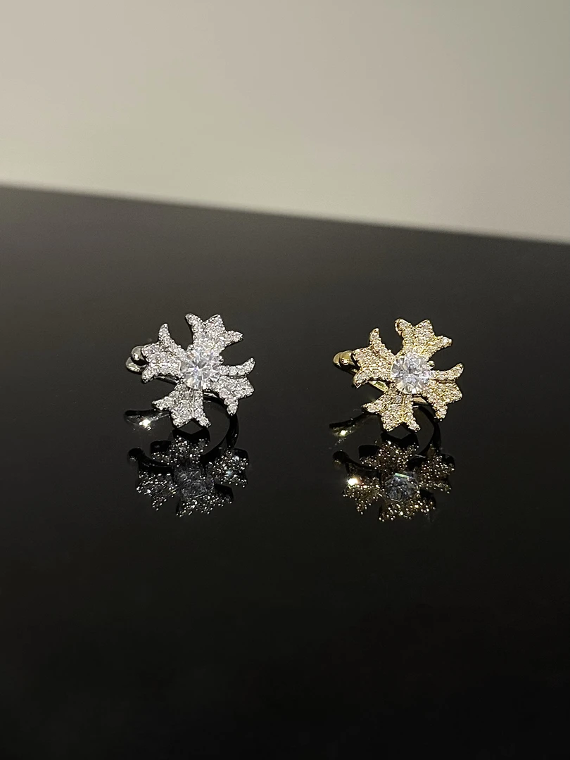 合金耳饰 【17SR】精致花型十字架耳骨夹可调节气质轻奢