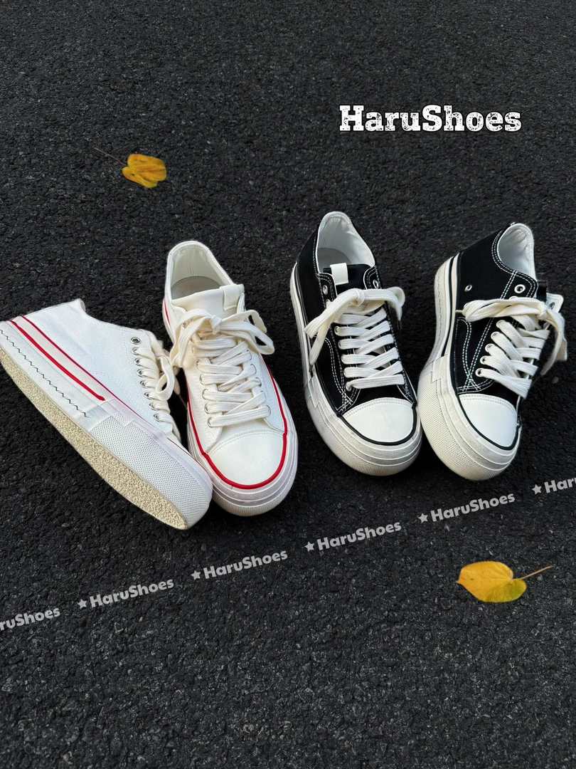 HaruShoes做旧脏脏解构厚底帆布鞋增高防滑小众百搭设计板鞋情侣