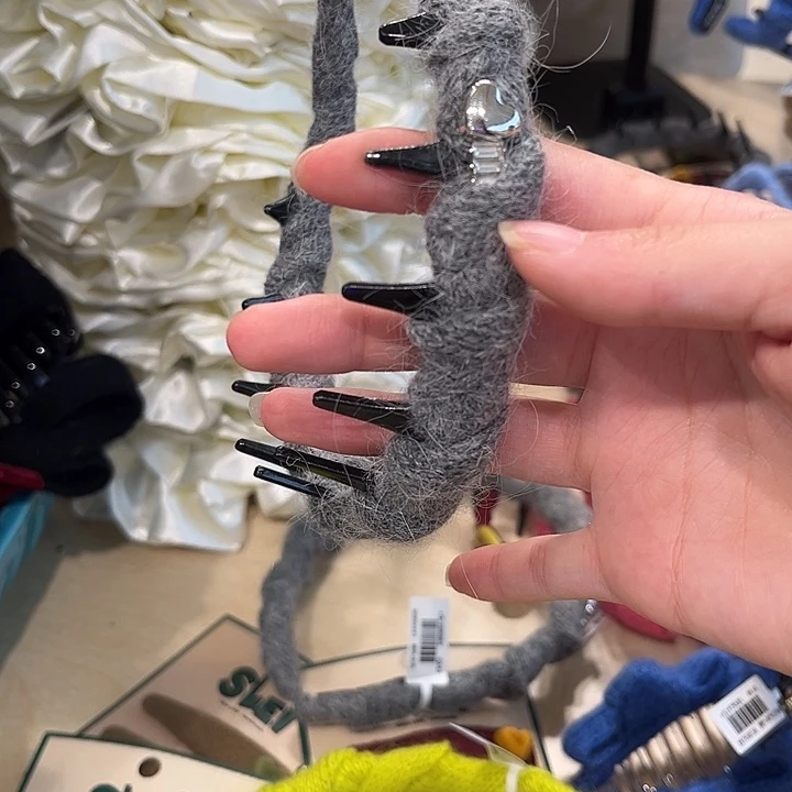 布艺铁合金灰色毛线发箍