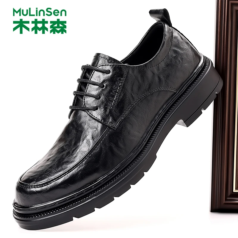 木林森皮鞋男结婚新郎鞋2025新款春秋男士休闲鞋商务正装英伦男鞋