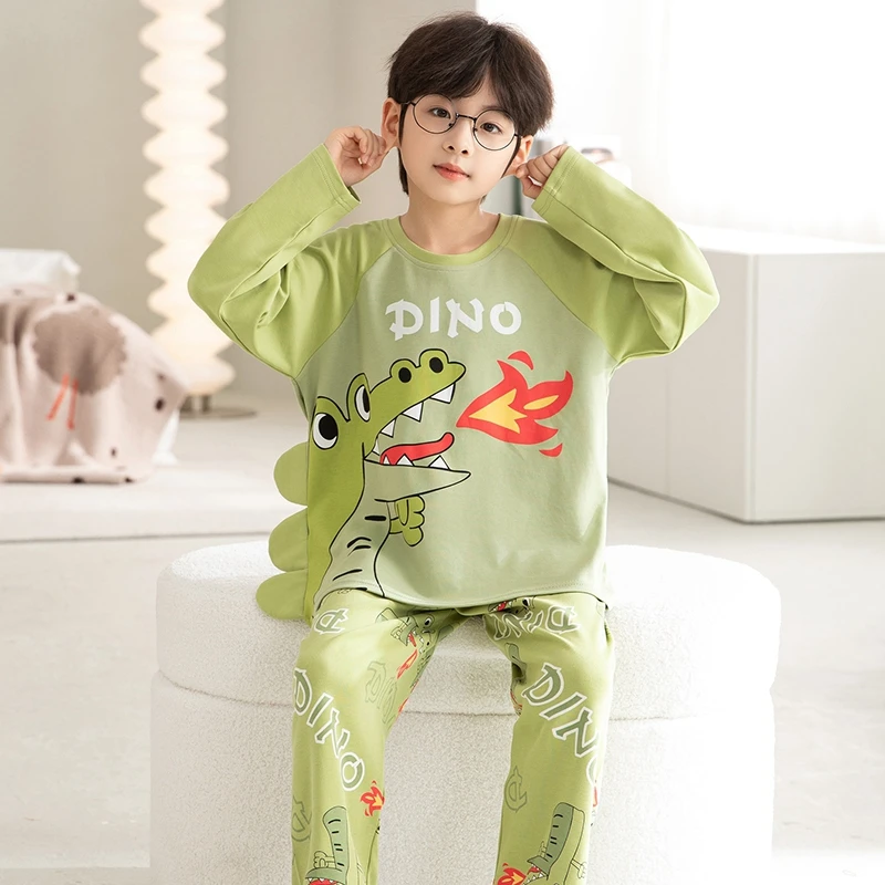 男童睡衣春秋季儿童2025新款纯棉长袖秋冬天家居服中大童男孩套装