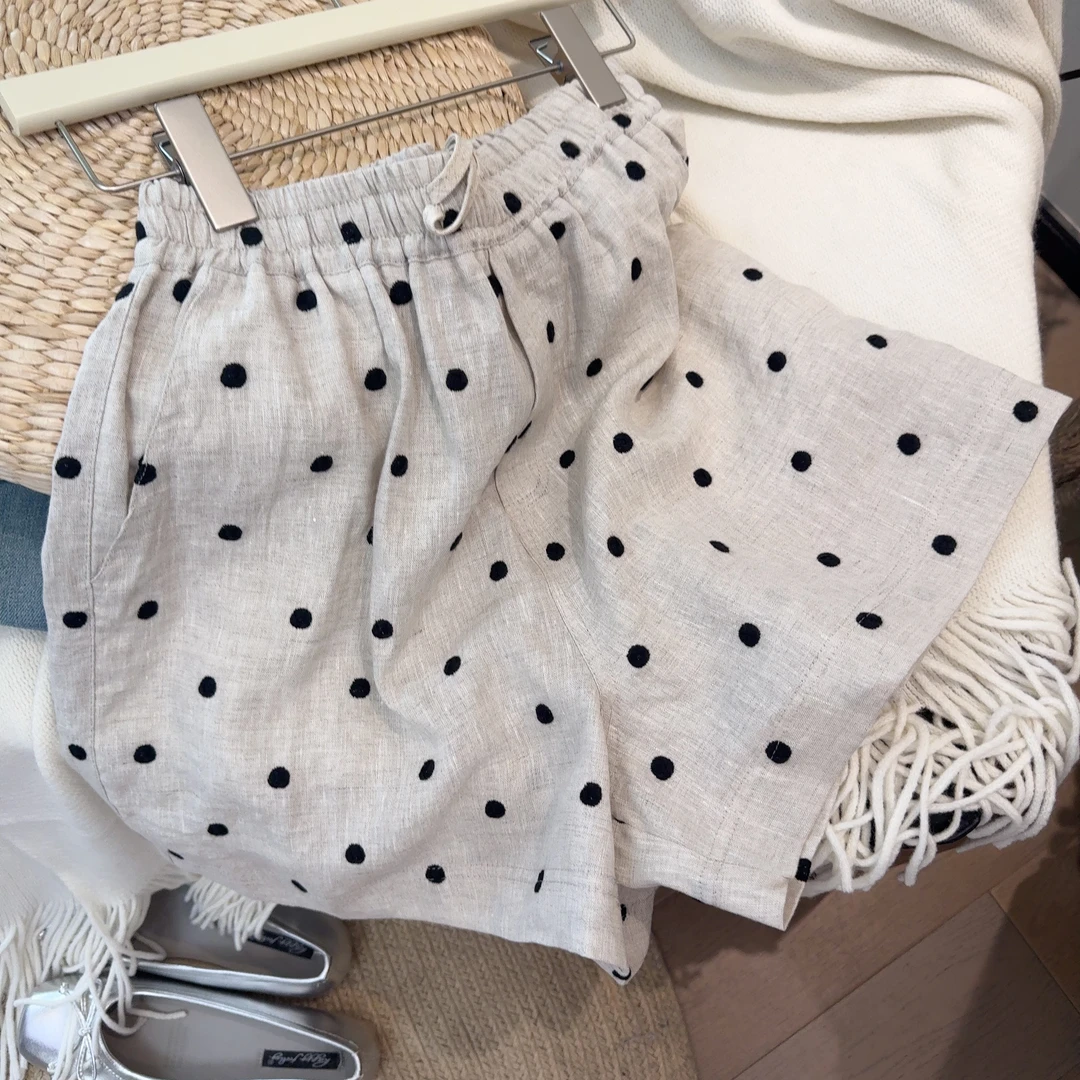 夏季波点高腰透气短裤百搭打底夏装韩版