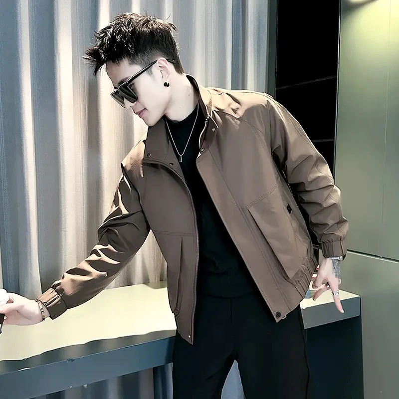 高级感潮牌痞帅短款加棉夹克2025新款爆款秋冬季休闲百搭男装外套