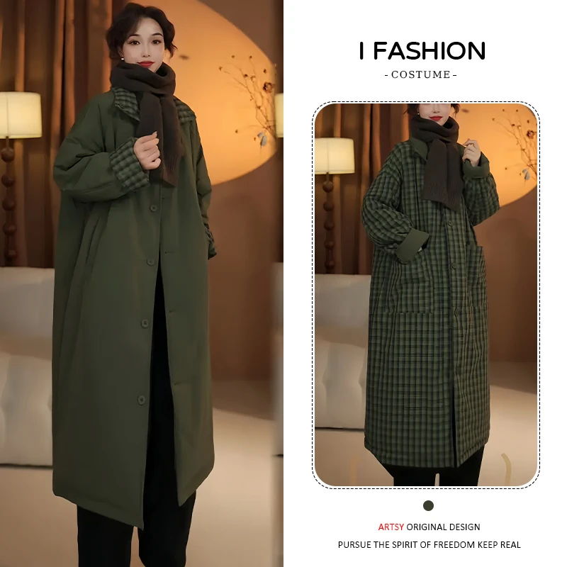 韩版宽松双面穿长款立领棉服女2025冬季新款加厚保暖遮肉显瘦棉衣