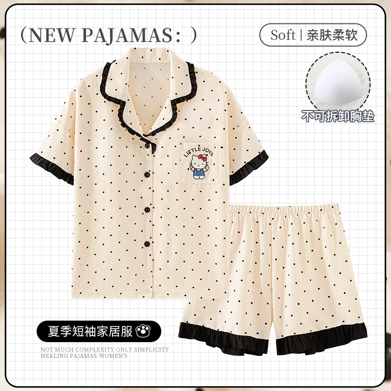 女大学生睡衣女款爆款2025新款夏大码带胸垫可外穿短袖家居服套装