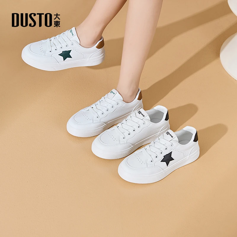 大东2025秋季新款小白鞋低帮系带女鞋潮流百搭时尚休闲鞋女款7716