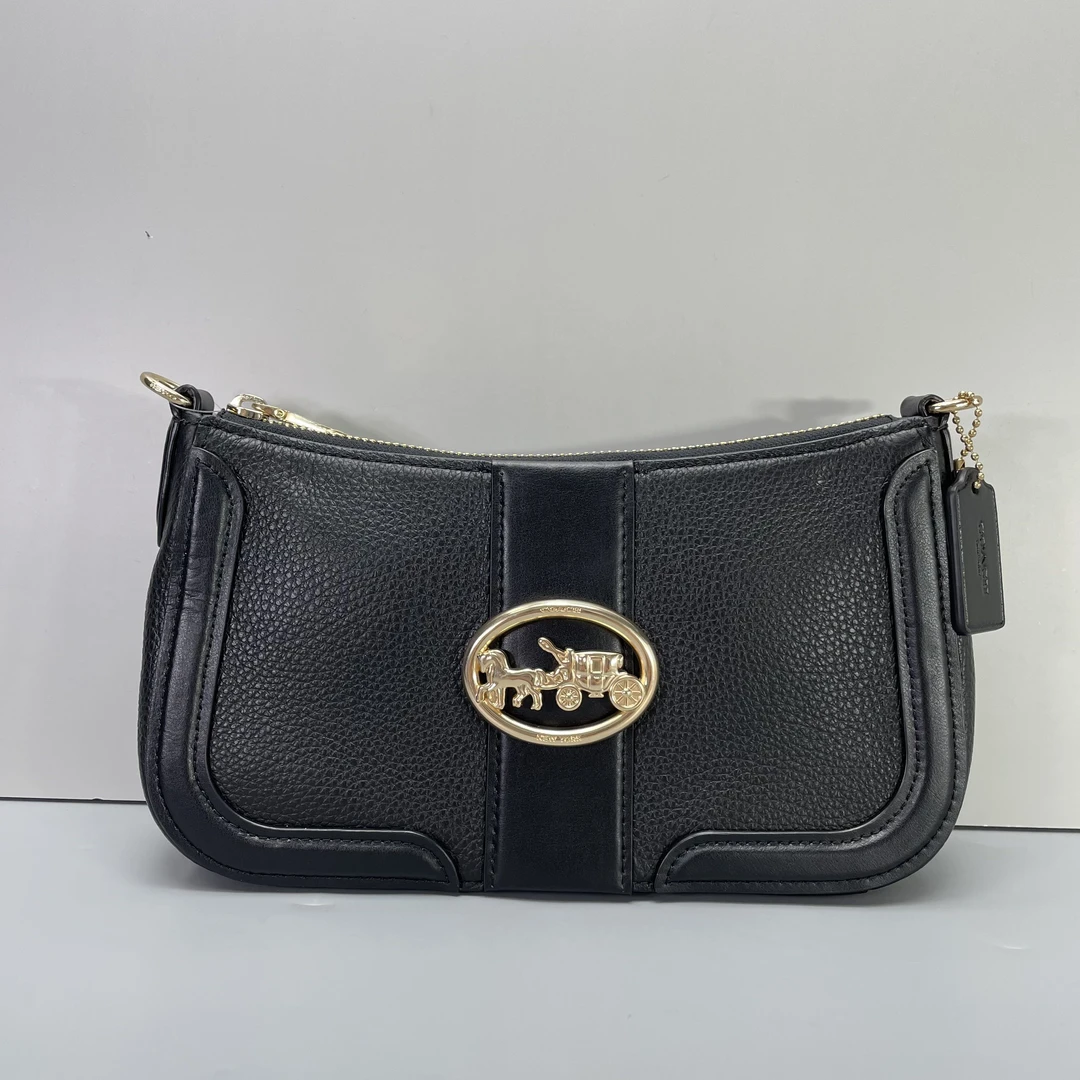 99新 COACH/蔻驰 小林/jade25黑色腋下包25*13*6cmB050906