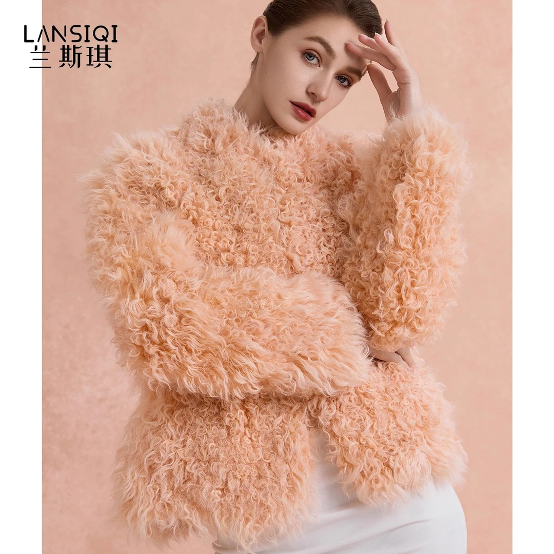 托斯卡纳羊卷毛进口皮草外套2025年秋冬新款皮毛一体整皮高品质