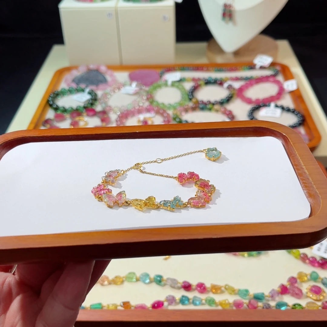 碧玺手串18K金镶嵌手串