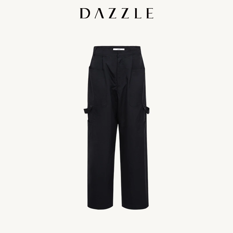 DAZZLE地素夏装黑色简约工装风宽松裤长裤女2E2Q