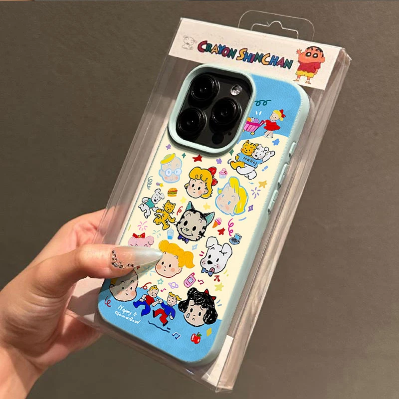 蓝色原田治小狗适用苹果16p/15手机壳iPhone14promax13荔枝纹12软