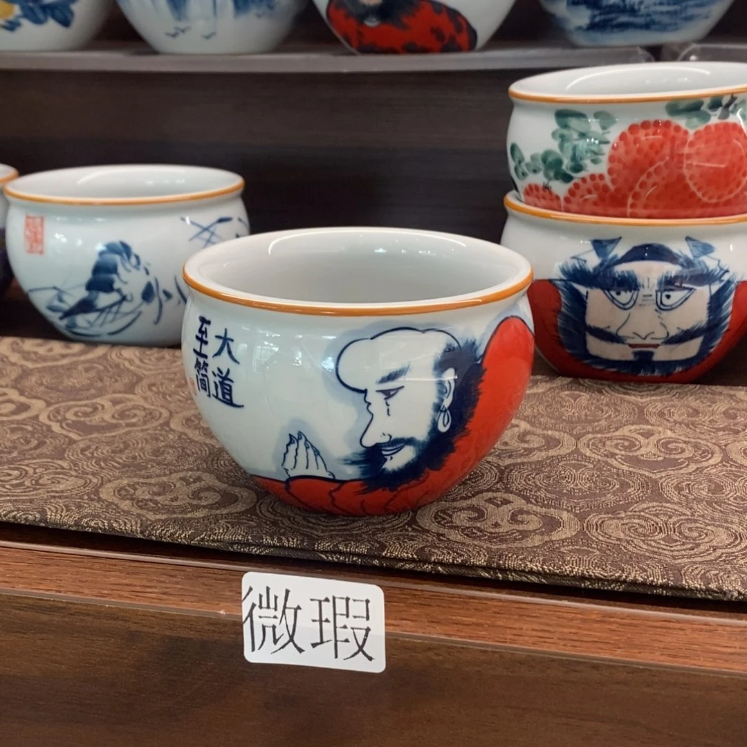 釉下手绘茶具微瑕手工绘制