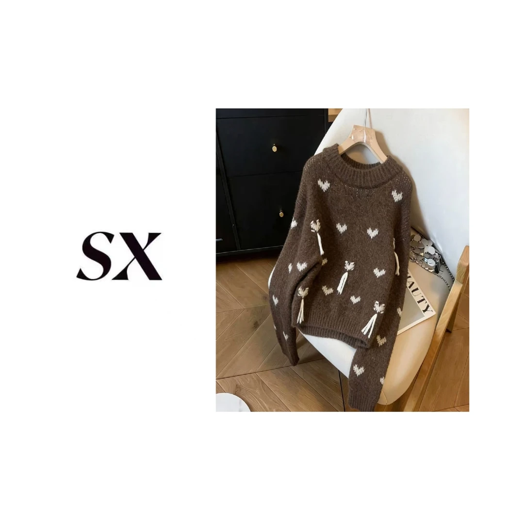 【2845】#SX-爱心圆领套头毛衣