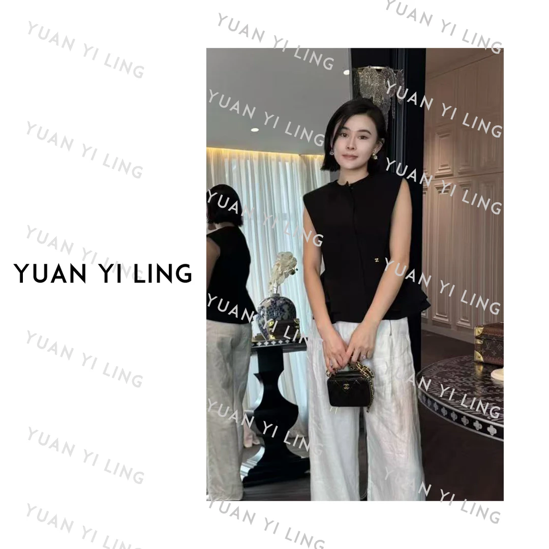 袁艺灵【V家秀场】25夏季新 醋酸收腰立体剪裁白色时尚百搭马甲上衣