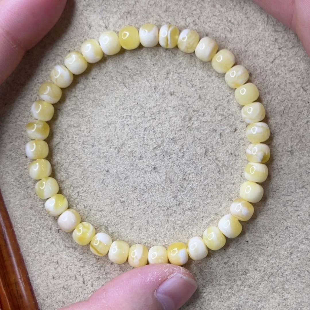 未镶嵌蜜蜡珠宝奇石6.5mm瓷白腰花