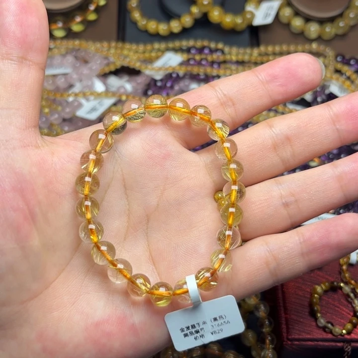 发晶手串未镶嵌开**?金发晶8mm