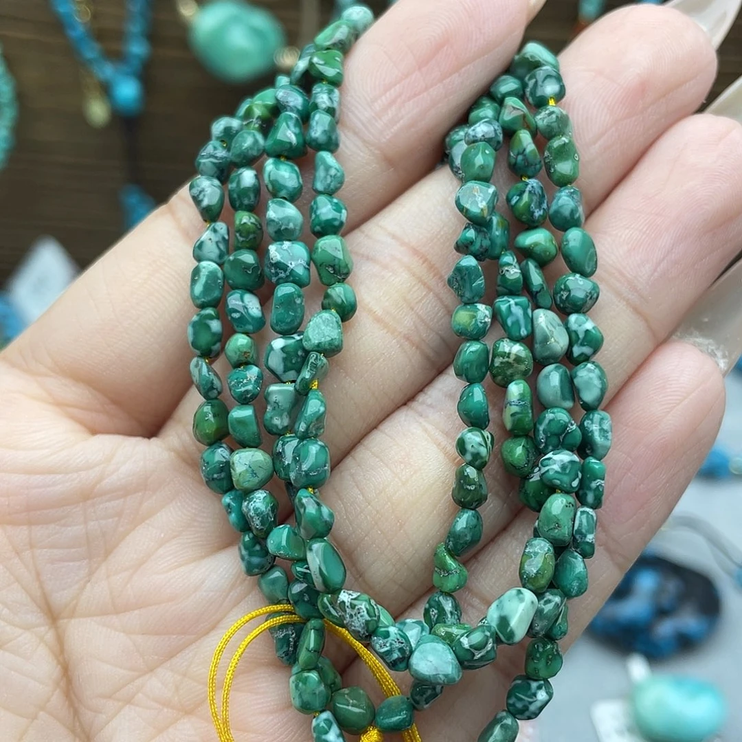 绿松石未镶嵌玉化菜籽绿随行项链