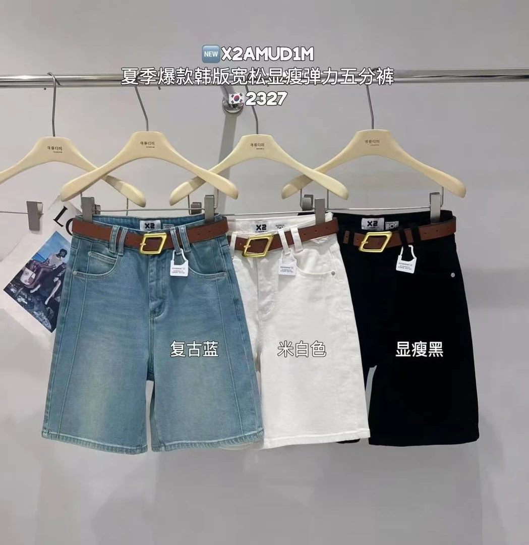 夏季新款韩版百搭显瘦高腰软牛仔大弹力牛仔短裤五分裤