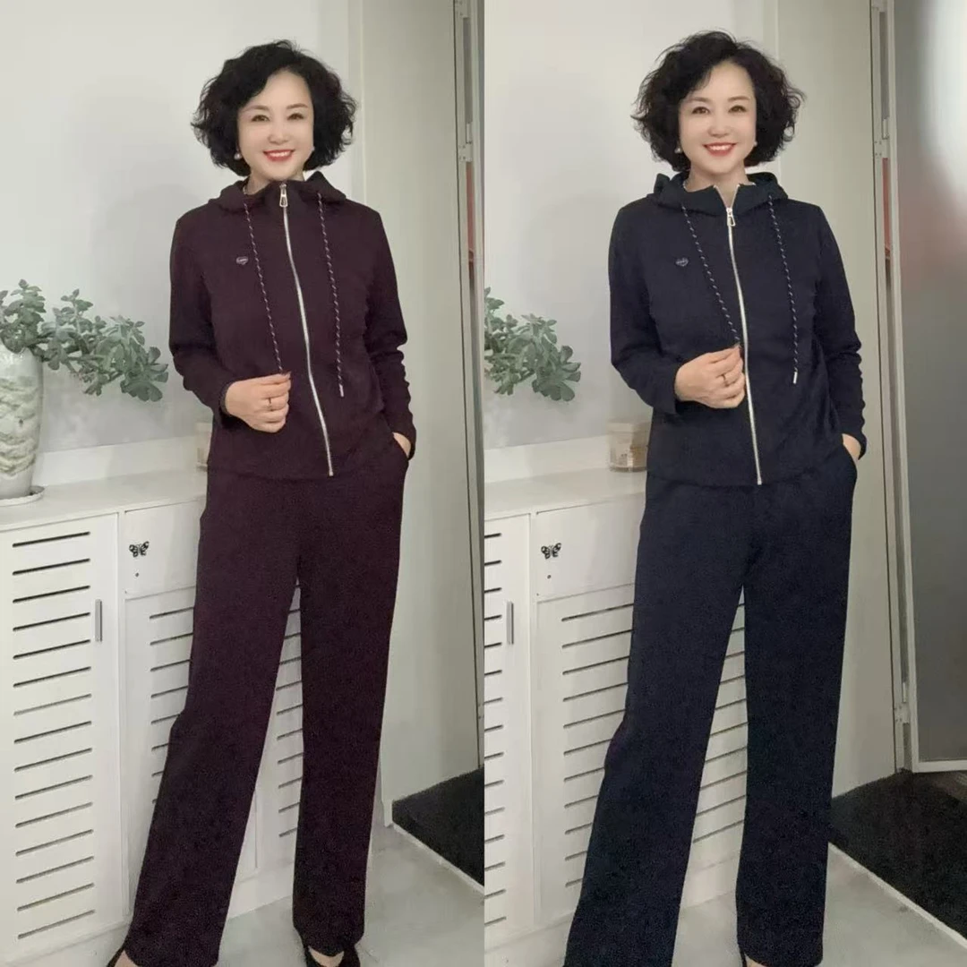 拉链连帽款套装 衣长57左右 裤长98左右