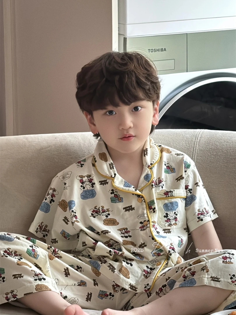 【现货】卤蛋童装【米奇讯号】2025夏短袖长裤家居服套装男女童1225