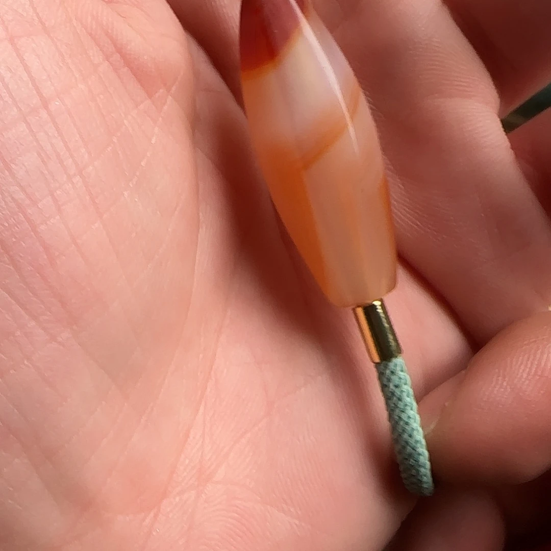 玛瑙/玉髓合金颈饰三文鱼手工多棱36.6x12.5