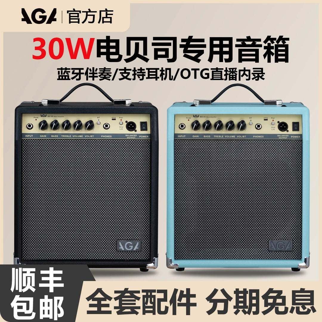 AGA电贝斯专用音箱BS-30蓝牙内录便携家用电贝司bass音响演出练习