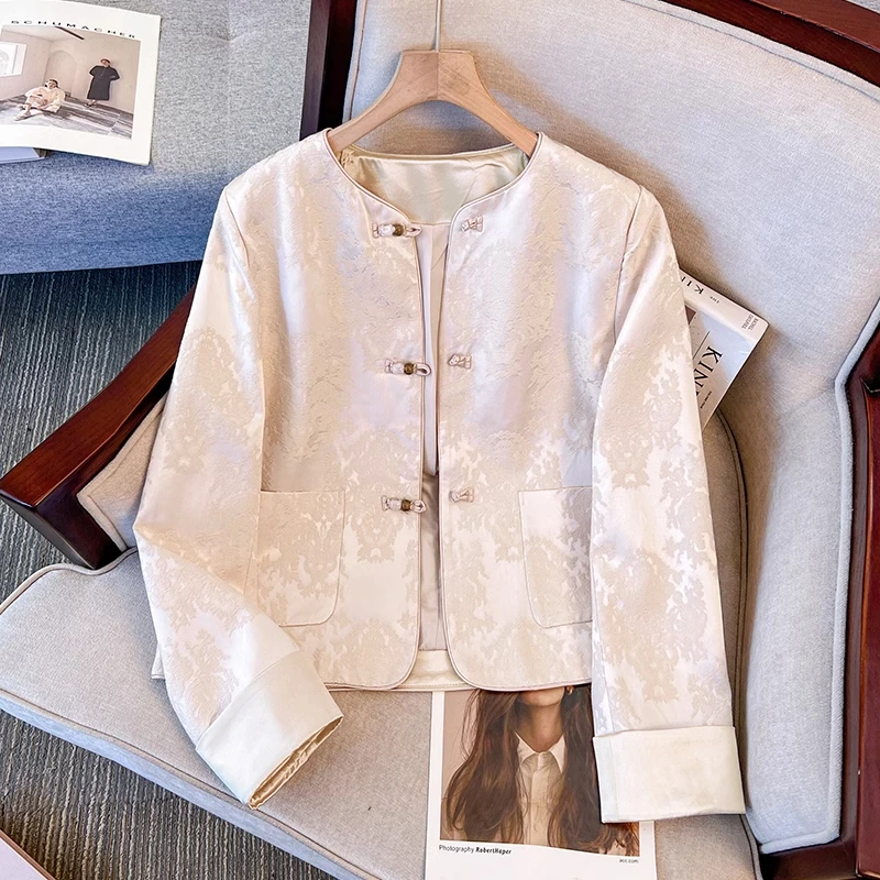 拉夏贝尔新中式小香风短外套女2025年新款春秋百搭气质中国风外套