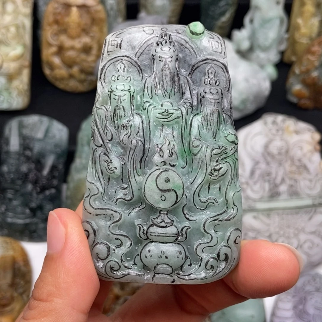 海****定制翡翠未镶嵌天然缅甸翡翠A货毛货抛光定制