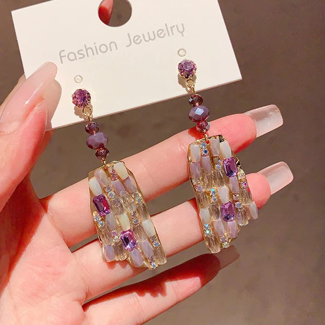 铜合金木质耳饰 新款潮轻奢几何耳环女小众夸张耳坠大气