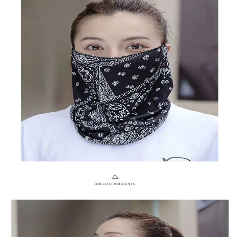 夏季防晒面罩男女挂耳式防晒面罩袖套防紫外线全脸护颈一体面纱