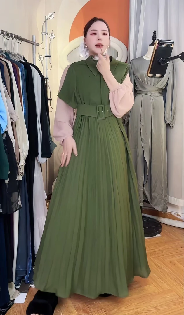 【 003# - 绿色 】春夏季气质显瘦时尚连衣裙长款修身收腰轻奢法式