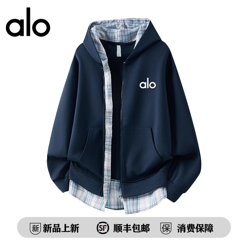 【官方奥特莱斯】alo潮牌 美式学院风时尚潮流休闲连帽开衫卫衣外套