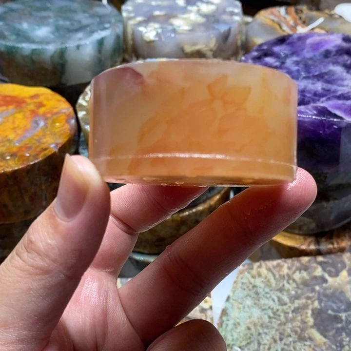 定制玛瑙两个圆牌抛光