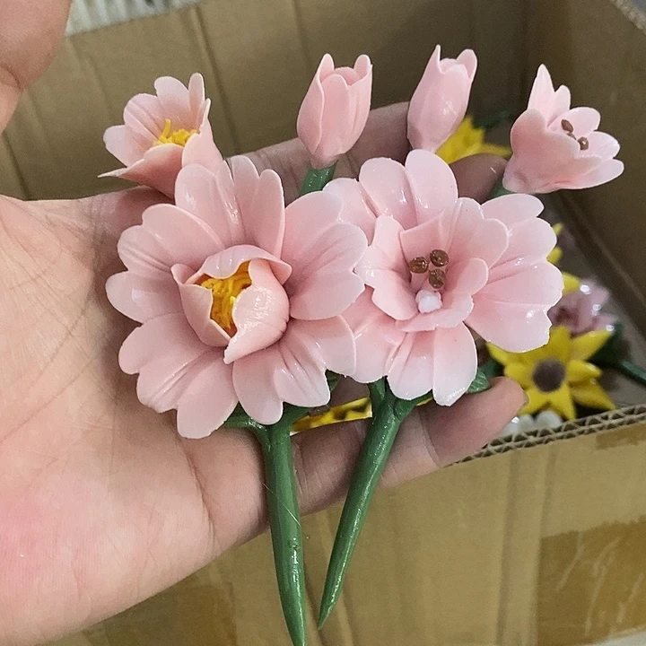 瓷片纯手工陶瓷花摆件1瑕