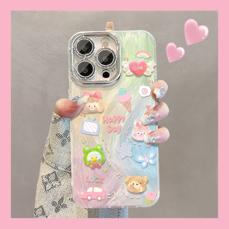 冰淇淋公仔适用苹果15vivo华为oppo小米iPhone16精孔羽纱手机壳