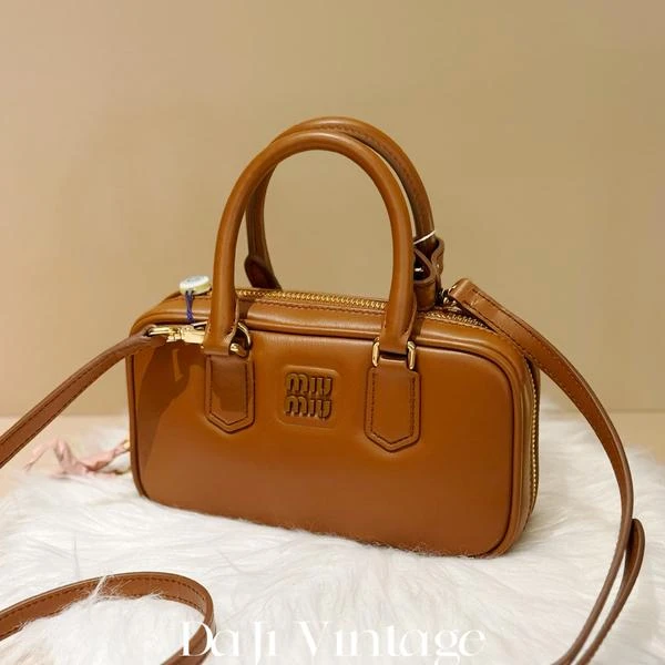 大吉中古/miumiu缪缪干邑色mini手提波士顿斜挎包