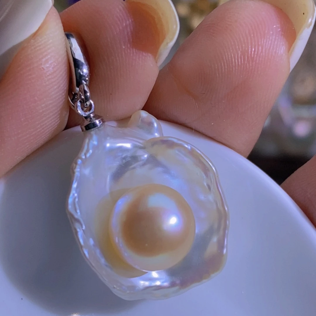 银S925镶嵌天然淡水珍珠淡水珍珠