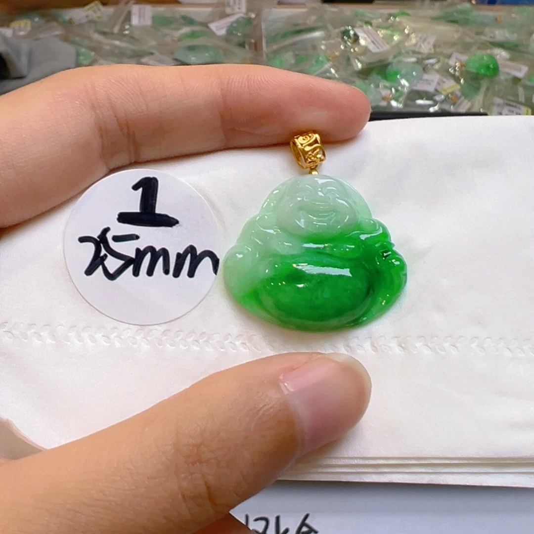 吊坠(不含链)18K金镶嵌翡翠