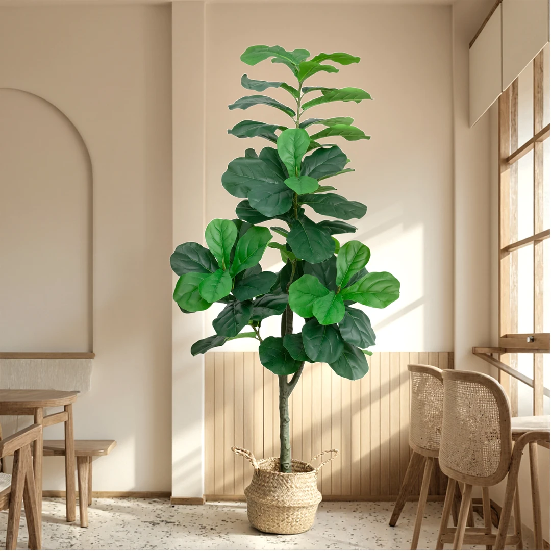 仿真绿植琴叶榕高端轻奢室内客厅装饰仿生假植物大型落地家居摆件