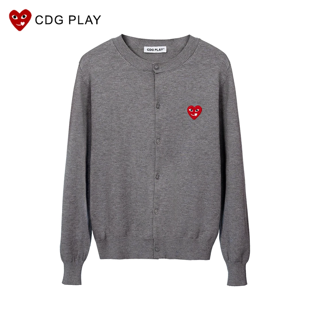 CDG PLAY爱心欧若假日风经典圆领针织开衫2025时尚针织外套女春秋