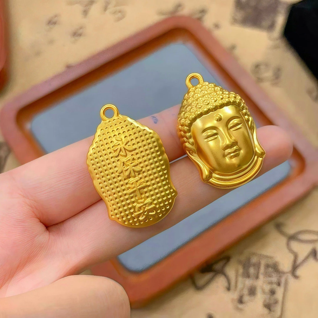 铜合金吊坠 高档 复古 精美佛头保平安吉祥如意百搭金佛传承吊坠