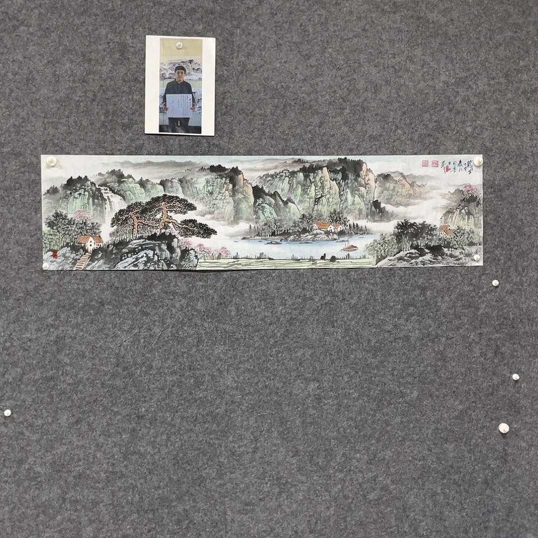 国画文**遥四尺对开画芯 捡漏