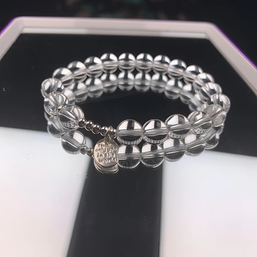 S925银天然白水晶手串only设计款