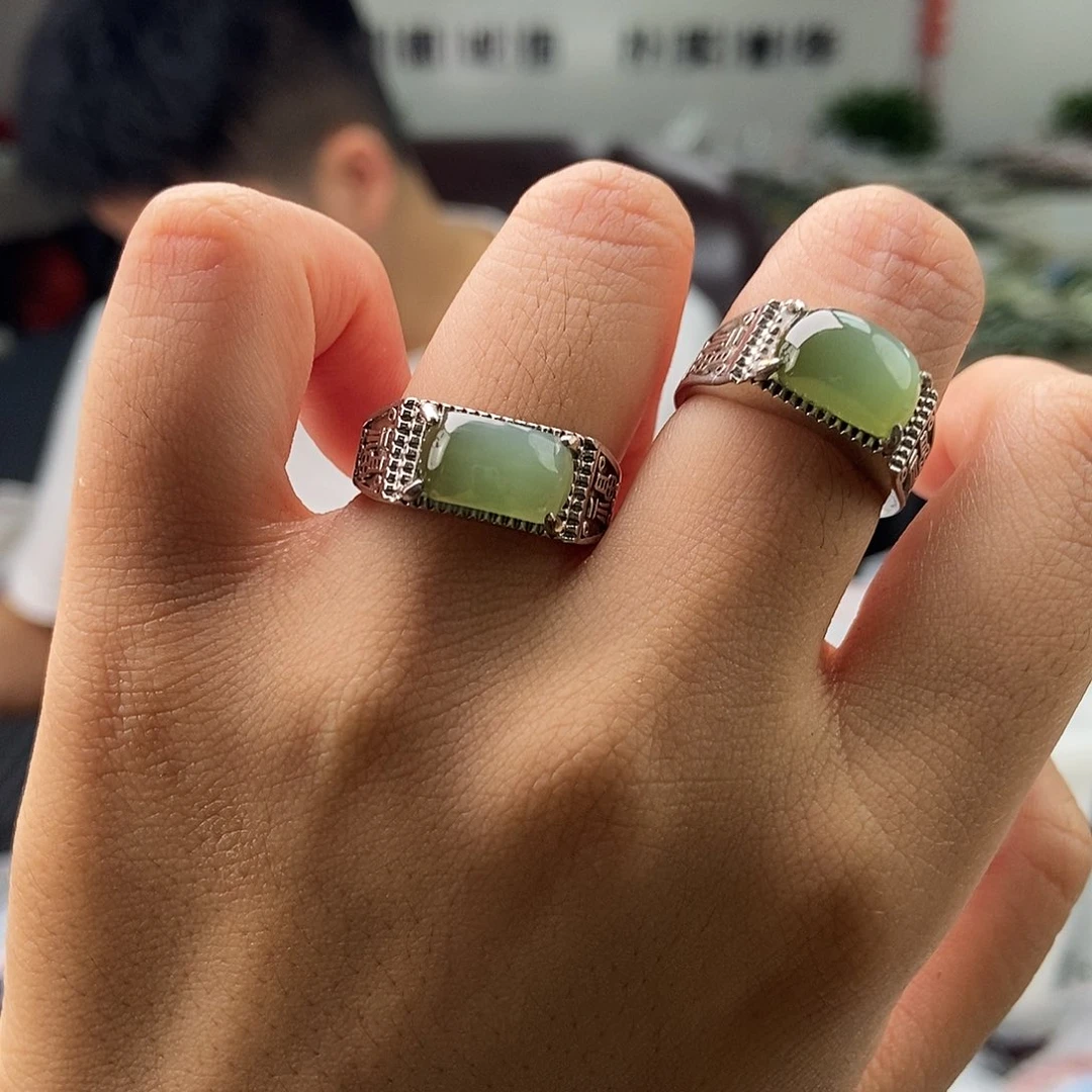 和田玉戒指银S925镶嵌颜色多样性发拍一发一