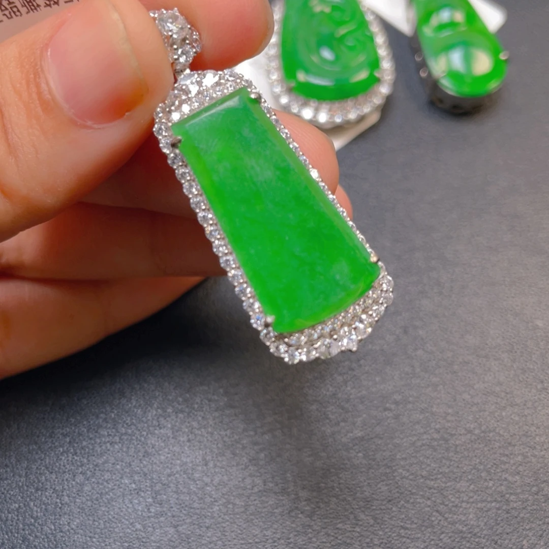 翡翠银S925镶嵌吊坠(不含链)