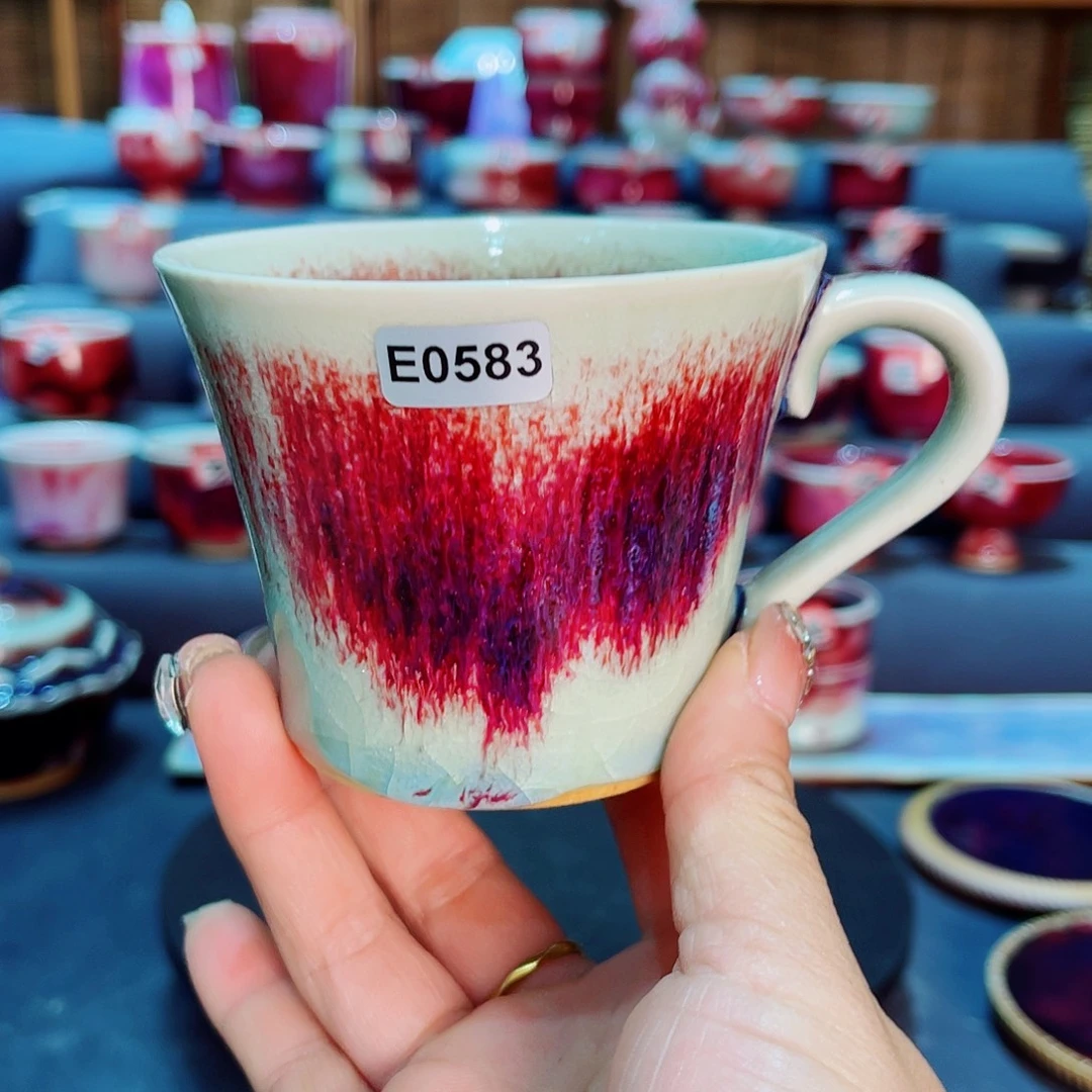 瓷片微瑕钧瓷主人杯摆件工艺品