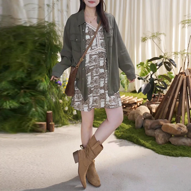 美式潮流复古工装牛仔长袖外套女春秋新款小众洋气设计感开衫上衣