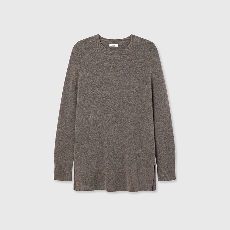 白弓 意大利Botto Giuseppe特供羊绒羊毛圆领简约毛衣女冬季55337