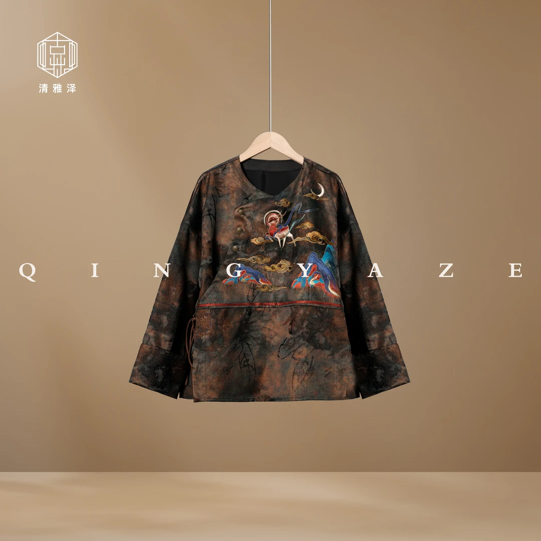 敦煌九色鹿！重磅闪金人丝提花刺绣上衣！GZ5678