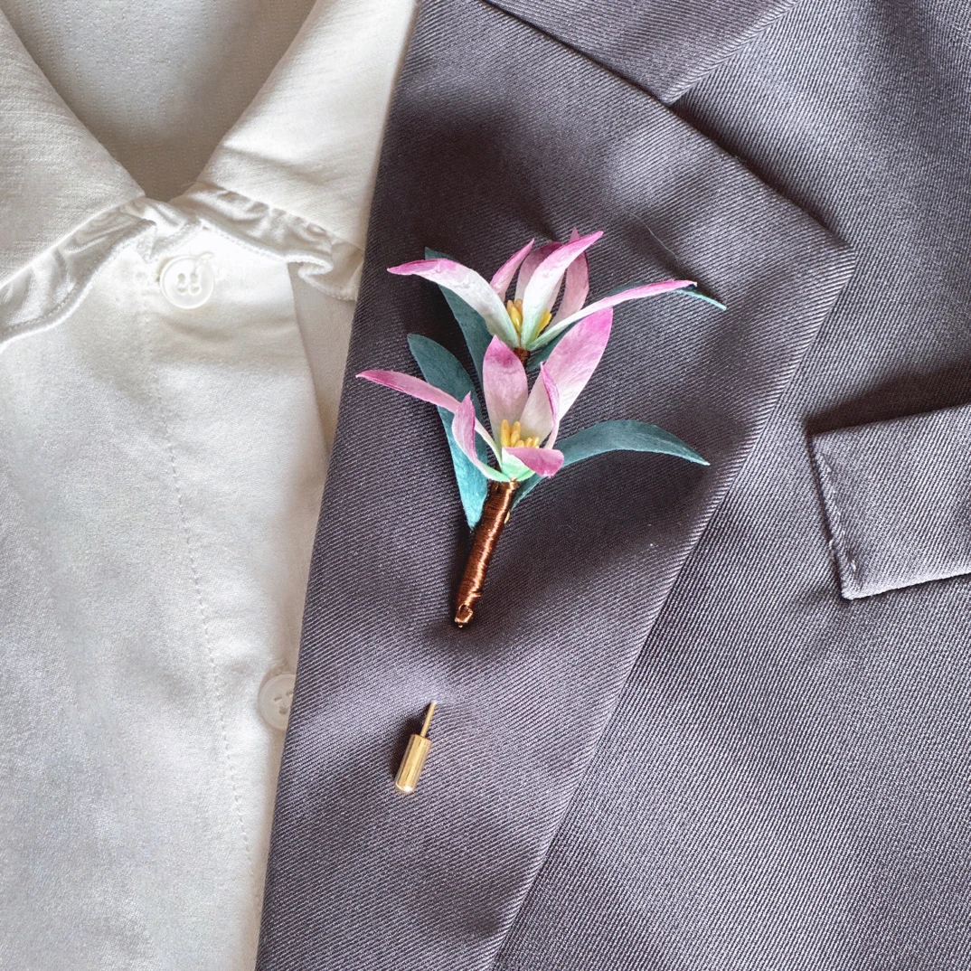 非遗手工绒花胸针  优雅气质款兰花